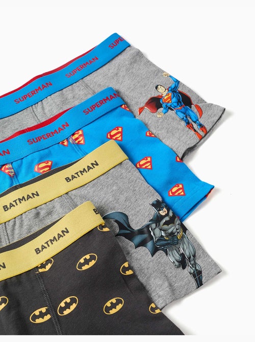 Pack de 4 bóxers de algodón con estampados batman y superman - Kiabi Pack de 4 bóxers de algodón con estampados batman y superman - Kiabi
