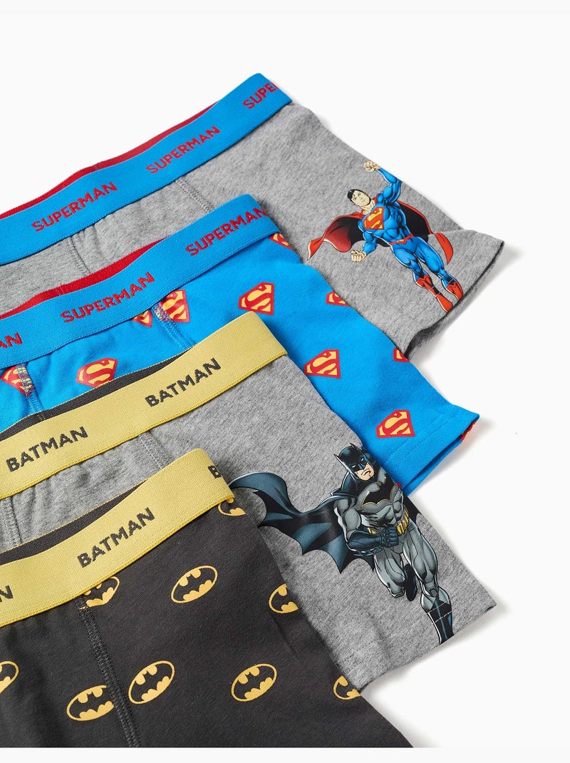 Pack de 4 bóxers de algodón con estampados batman y superman Azul gris - Kiabi