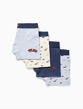 Pack de 4 bóxers de algodón con estampados de coches