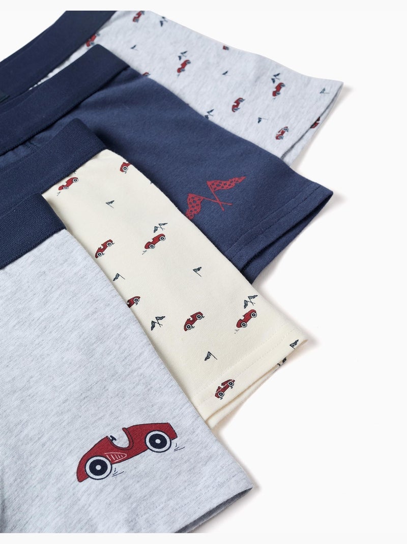 Pack de 4 bóxers de algodón con estampados de coches Gris beige - Kiabi