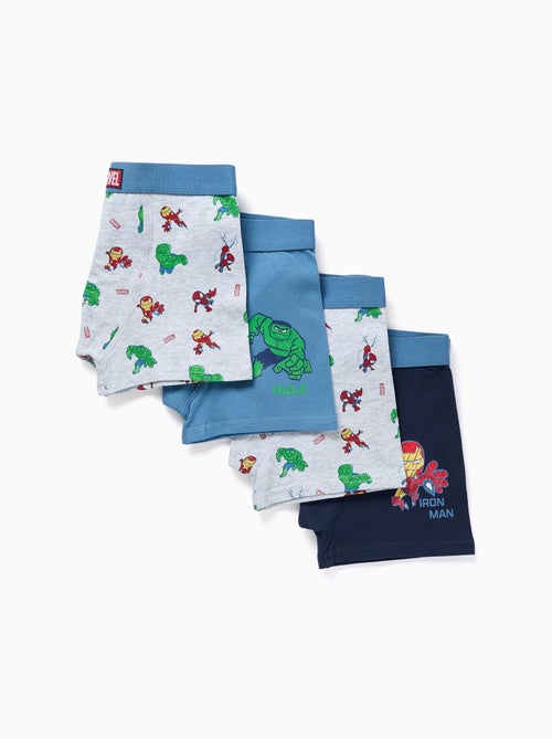 Pack de 4 bóxers de algodón con estampados de Marvel - Kiabi Pack de 4 bóxers de algodón con estampados de Marvel - Kiabi