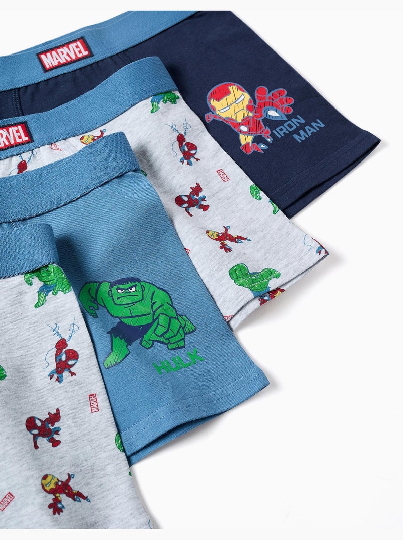 Pack de 4 bóxers de algodón con estampados de Marvel Gris azul - Kiabi