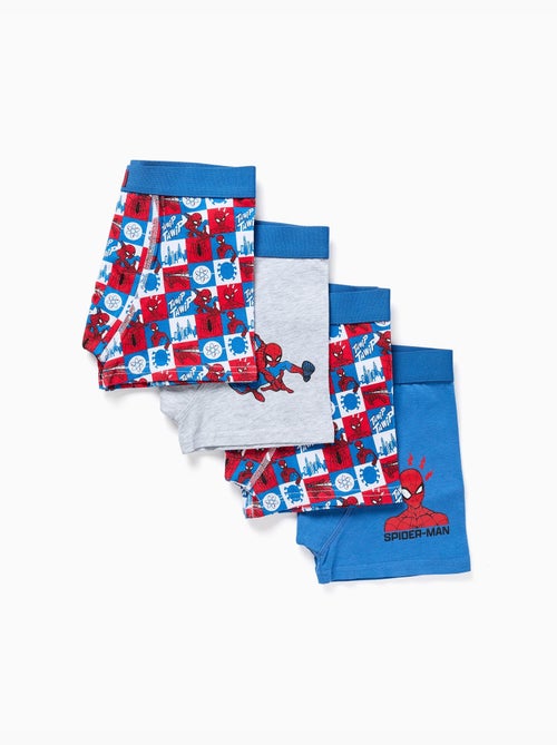 Pack de 4 bóxers de algodón con estampados de Spider-Man - Kiabi Pack de 4 bóxers de algodón con estampados de Spider-Man - Kiabi