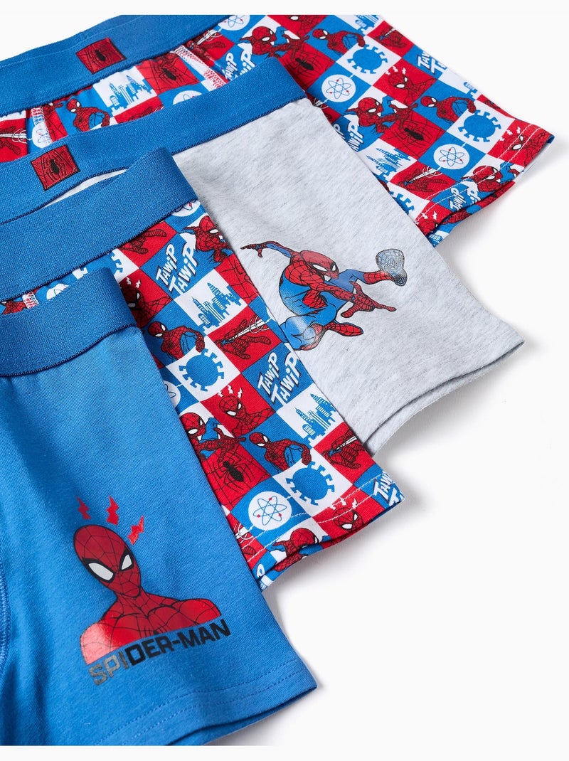 Pack de 4 bóxers de algodón con estampados de Spider-Man Gris azul - Kiabi