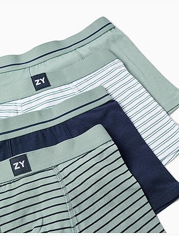 Pack de 4 boxers de algodón lisos/a rayas