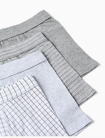 Pack de 4 boxers de algodón lisos/a rayas