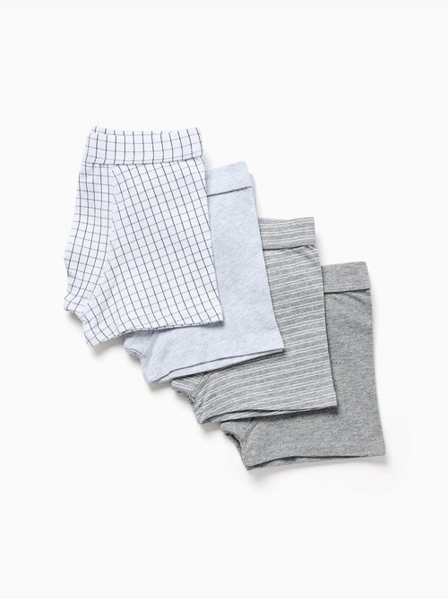 Pack de 4 boxers de algodón lisos/a rayas - Kiabi