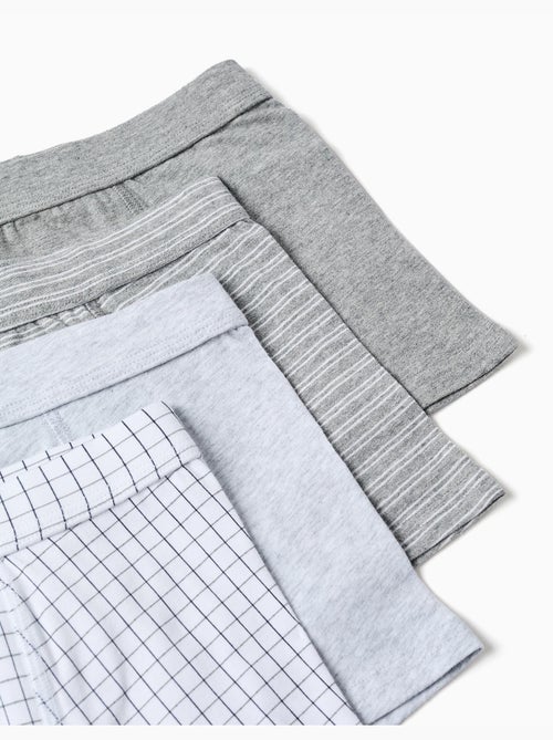 Pack de 4 boxers de algodón lisos/a rayas - Kiabi