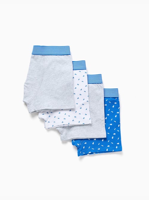 Pack de 4 boxers de algodón lisos/estampados - Kiabi