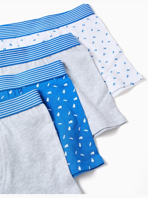 Pack de 4 boxers de algodón lisos/estampados - Kiabi