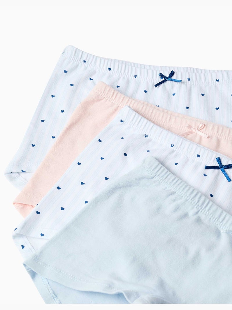 Pack de 4 bóxers de algodón lisos/estampados Blanco Rosa Azul - Kiabi