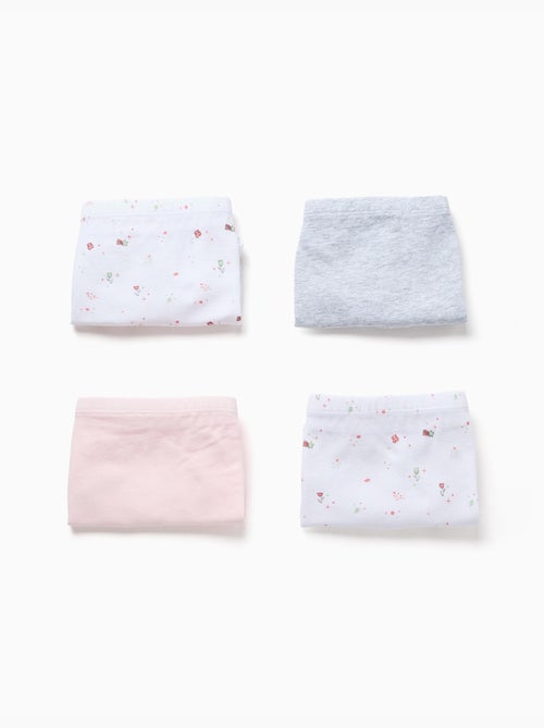 Pack de 4 boxers de algodón lisos/florales - Kiabi