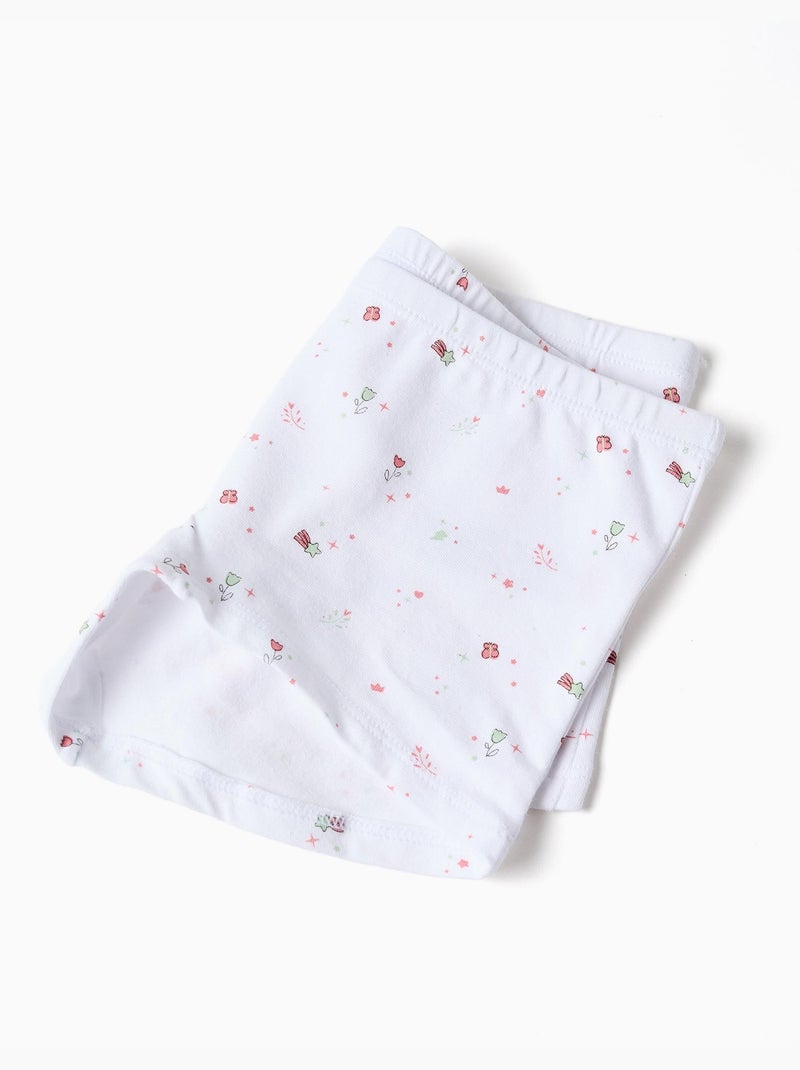 Pack de 4 boxers de algodón lisos/florales Blanco Rosa Gris - Kiabi