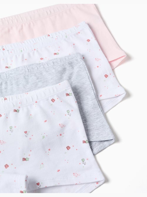 Pack de 4 boxers de algodón lisos/florales - Kiabi