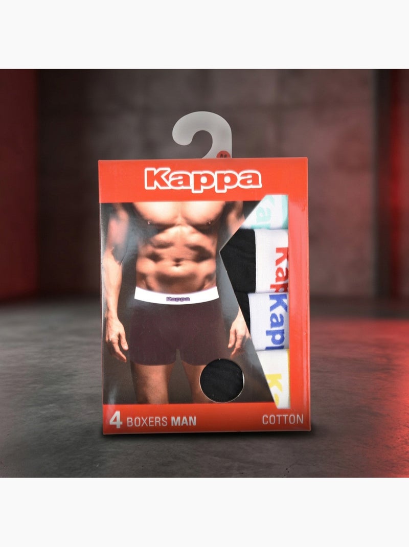 Pack de 4 Boxers Hombre KAPPA - Algodón, Estuche Regalo Negro Negro Blanco - Kiabi
