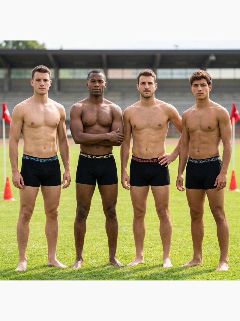 Pack de 4 Boxers Hombre KAPPA - Algodón, Estuche Regalo Negro Negro Negro - Kiabi