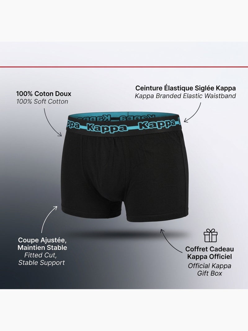 Pack de 4 Boxers Hombre KAPPA - Algodón, Estuche Regalo Negro Negro Negro - Kiabi