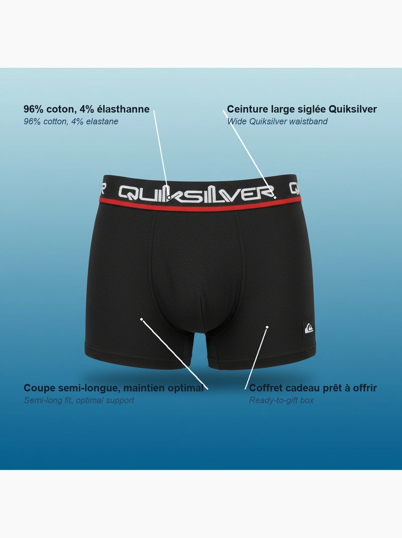 Pack de 4 boxers hombre quiksilver licencia oficial caja regalo Gris caqui negro - Kiabi