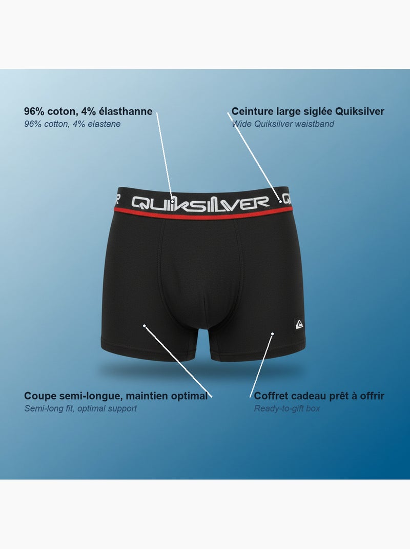 Pack de 4 boxers hombre quiksilver licencia oficial caja regalo Gris negro - Kiabi