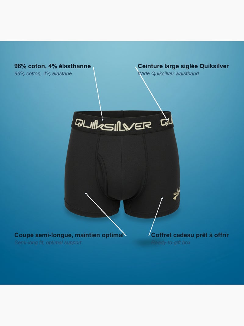 Pack de 4 boxers hombre quiksilver licencia oficial caja regalo Negro Caqui - Kiabi