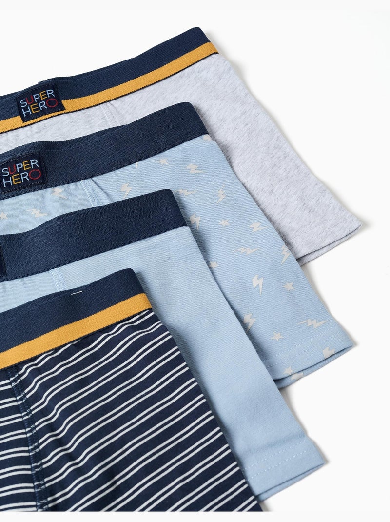 Pack de 4 bóxers lisos/estampados Azul gris - Kiabi