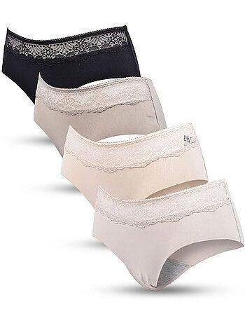 Pack de 4 Bragas Mujer Reductoras Encaje Invisible OZABI