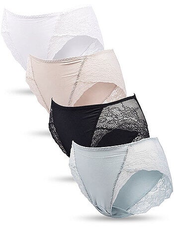 Pack de 4 Bragas Mujer Reductoras Encaje Invisible OZABI