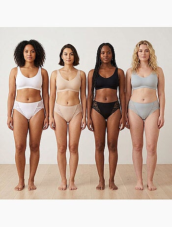 Pack de 4 Bragas Mujer Reductoras Encaje Invisible OZABI