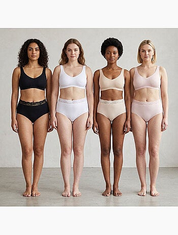 Pack de 4 Bragas Mujer Reductoras Encaje Invisible OZABI
