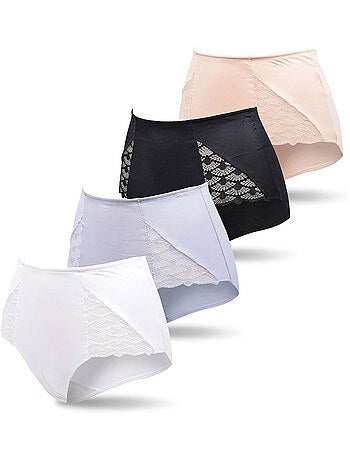 Pack de 4 Bragas Mujer Reductoras Encaje Invisible OZABI