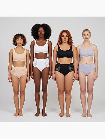 Pack de 4 Bragas Mujer Reductoras Encaje Invisible OZABI