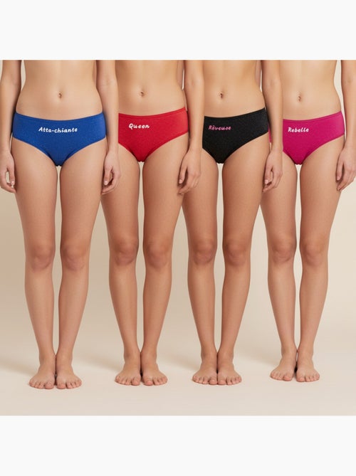 Pack de 4 bragas niña mensaje humorístico lunares lentejuelas ozabi - Kiabi Pack de 4 bragas niña mensaje humorístico lunares lentejuelas ozabi - Kiabi