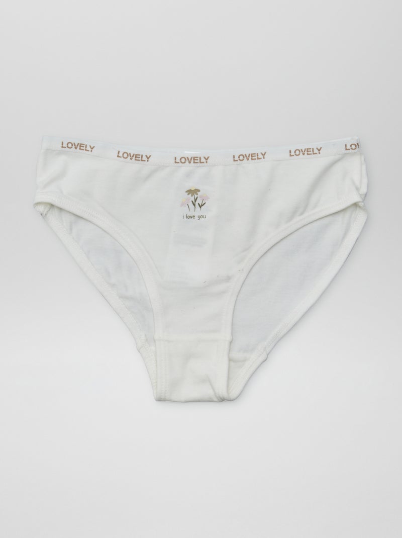 Pack de 4 braguitas estampadas BLANCO - Kiabi