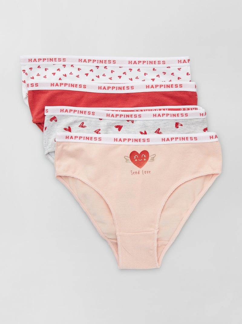 Pack de 4 braguitas estampadas ROJO - Kiabi