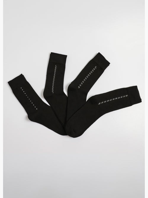 Pack de 4 calcetines con pequeños estampados, color oscuro - AFIBEL - Kiabi