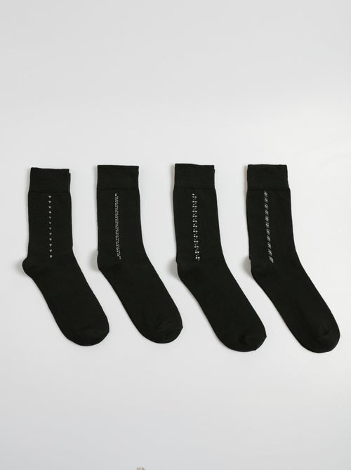 Pack de 4 calcetines con pequeños estampados, color oscuro - AFIBEL - Kiabi
