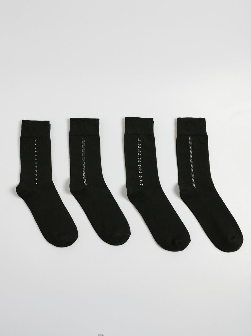Pack de 4 calcetines con pequeños estampados, color oscuro - AFIBEL Negro - Kiabi