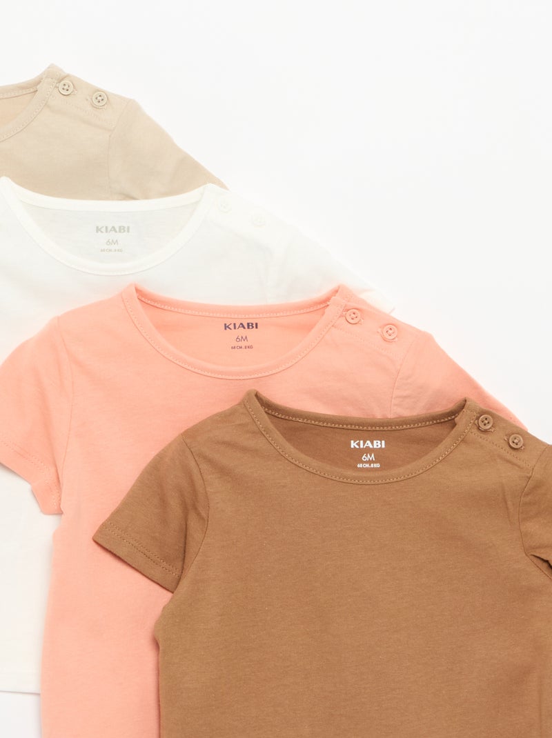Pack de 4 camisetas lisas Naranja - Kiabi