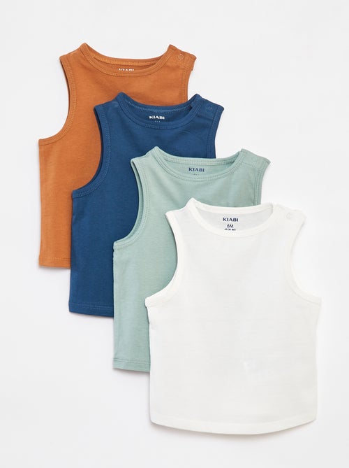 Pack de 4 camisetas lisas sin mangas - Kiabi