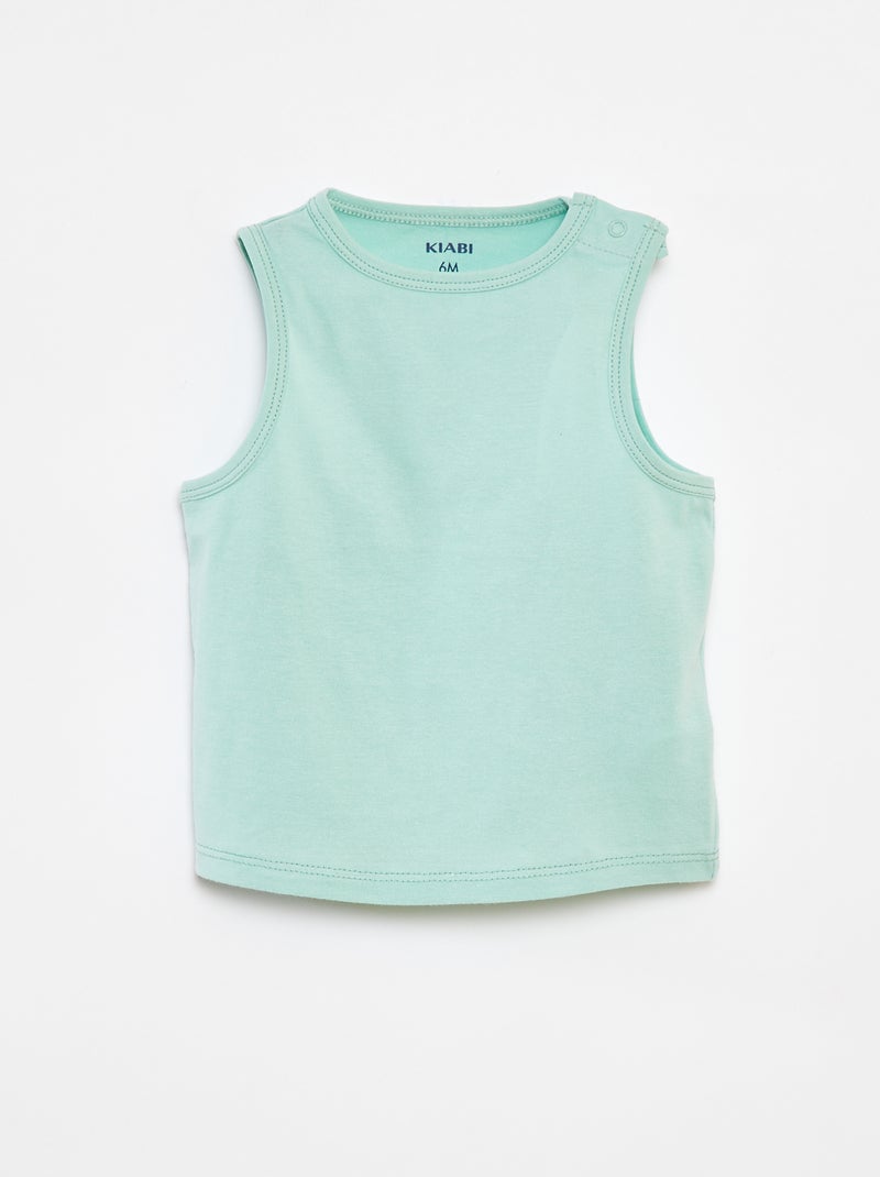 Pack de 4 camisetas lisas sin mangas BLANCO - Kiabi