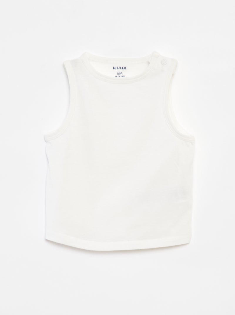 Pack de 4 camisetas lisas sin mangas BLANCO - Kiabi
