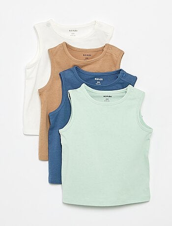 Pack de 4 camisetas sin mangas lisas