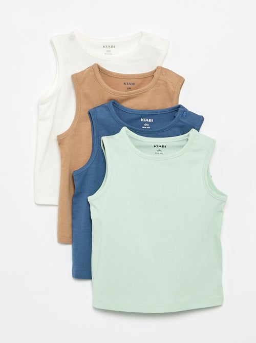 Pack de 4 camisetas sin mangas lisas - Kiabi