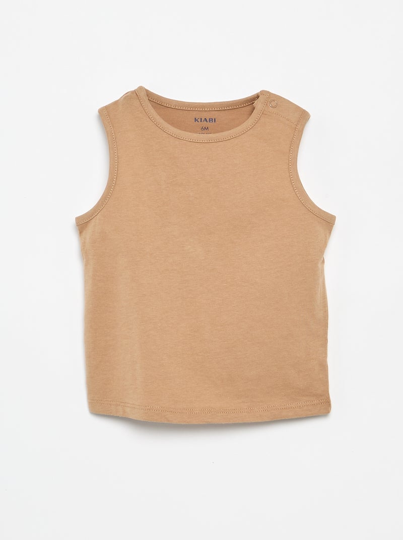 Pack de 4 camisetas sin mangas lisas Blanco - Kiabi