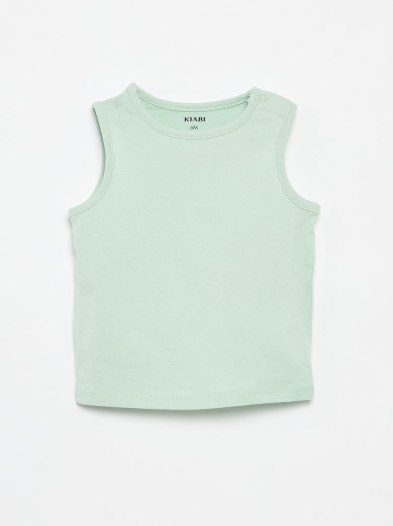 Pack de 4 camisetas sin mangas lisas Blanco - Kiabi