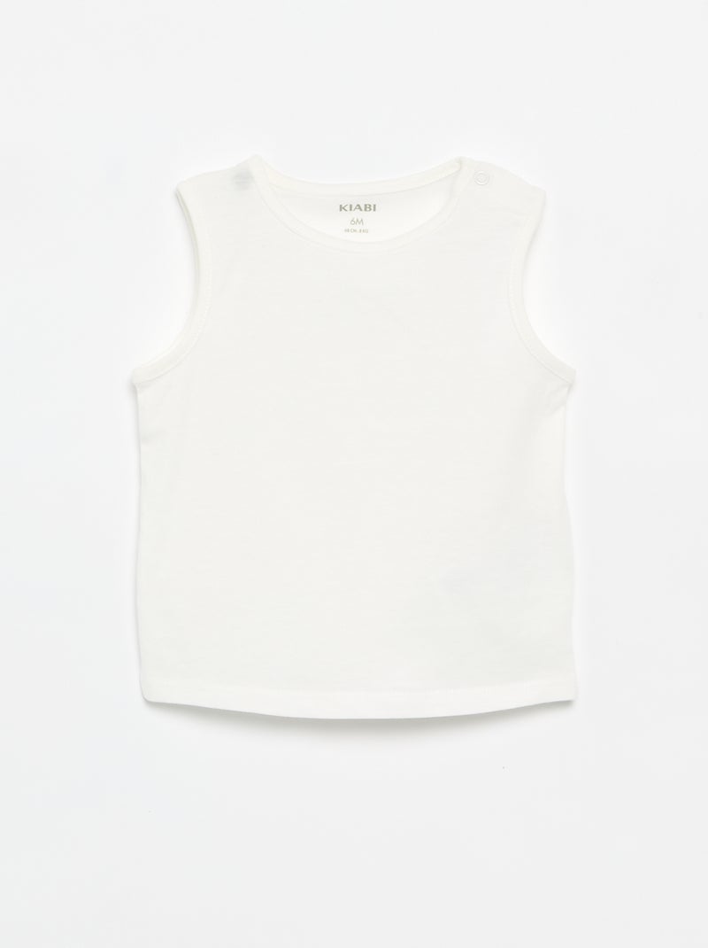 Pack de 4 camisetas sin mangas lisas Blanco - Kiabi
