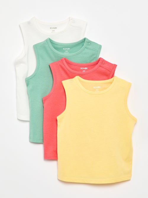 Pack de 4 camisetas sin mangas lisas - Kiabi