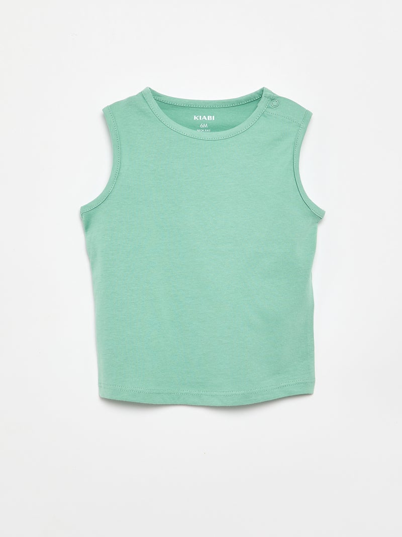 Pack de 4 camisetas sin mangas lisas Blanco - Kiabi