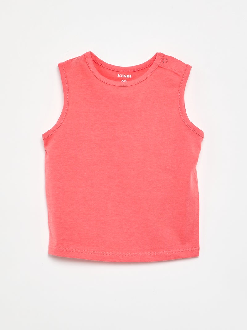 Pack de 4 camisetas sin mangas lisas Blanco - Kiabi