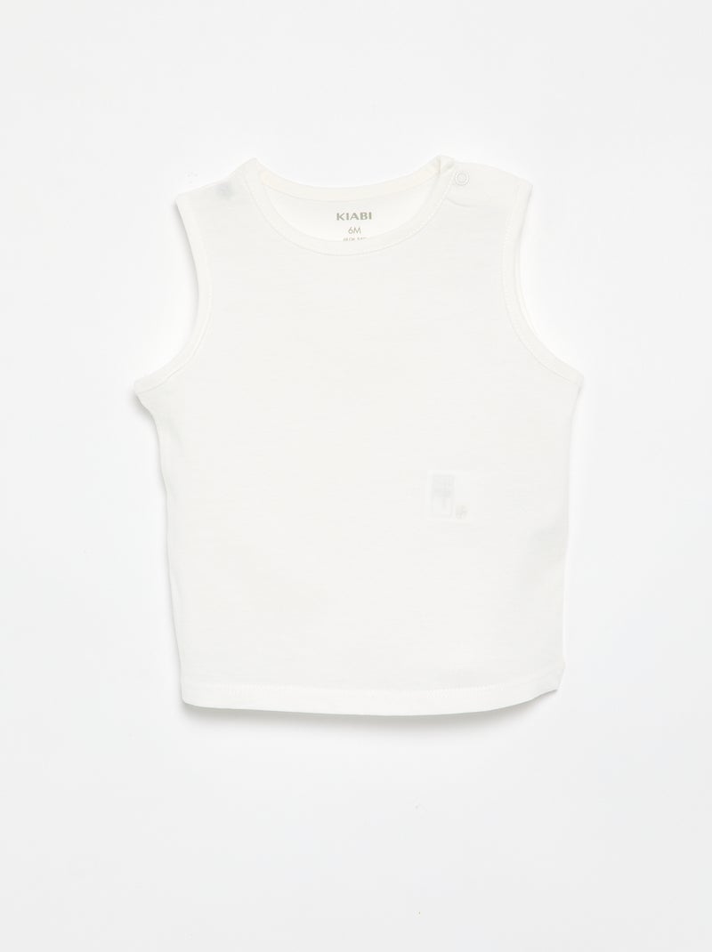 Pack de 4 camisetas sin mangas lisas Blanco - Kiabi